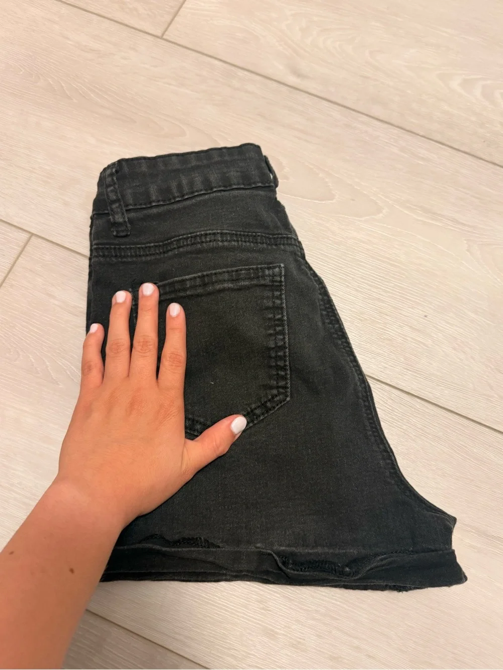 Black High-Rise Denim Shorts
